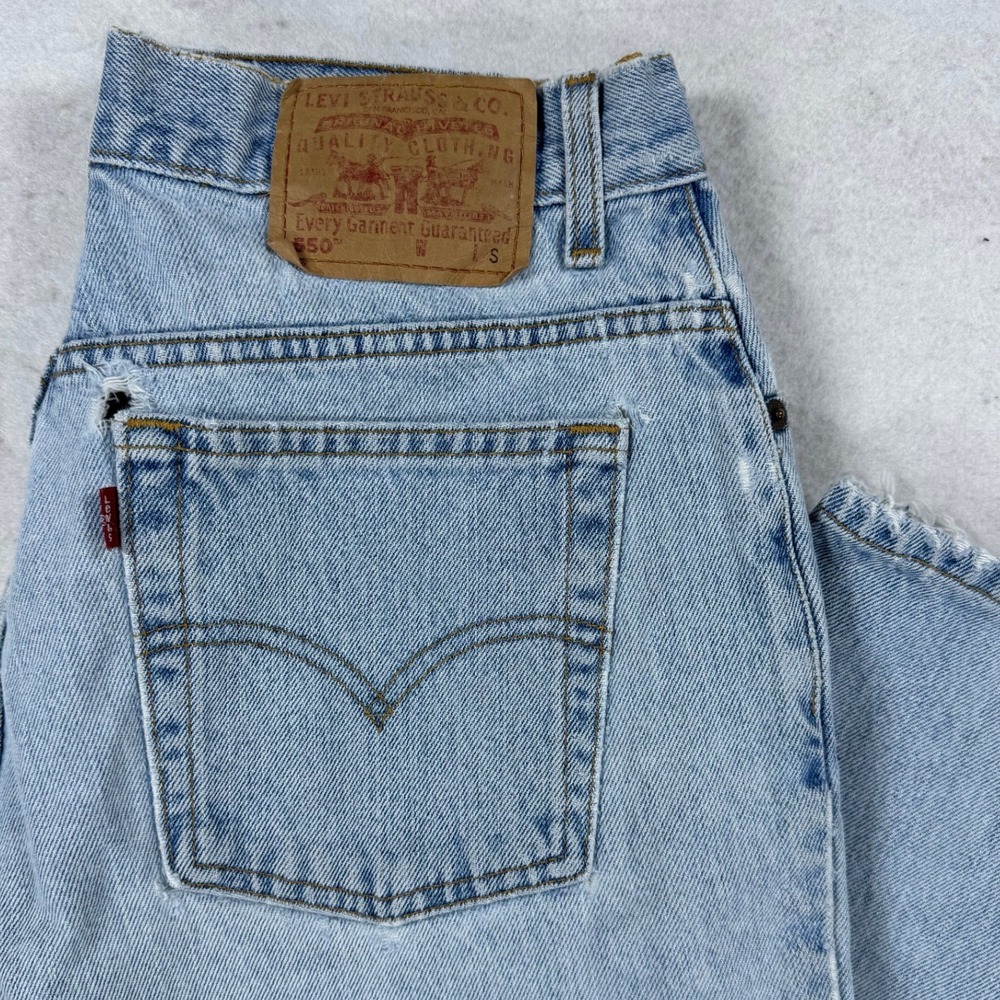Vintage Levis 550 Relaxed Fit‎ Tapered Leg Jeans Light Wash 14 MIS S Distressed
